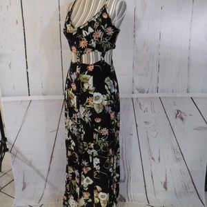 Maxi Cut Out Front Button Floral Print Dress